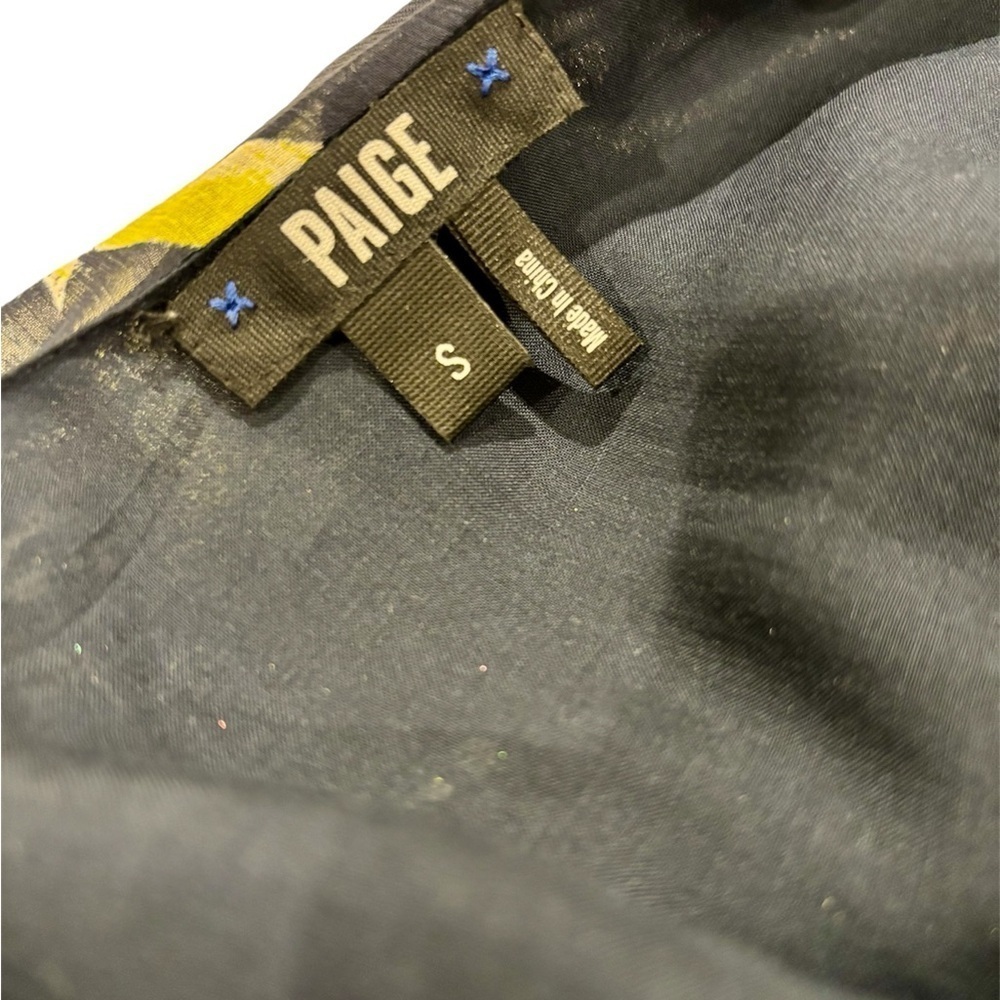 Paige Sahar Cold Shoulder Flutter Silk Navy Blue Floral Lined Dress Size Small - Picture 7 of 9